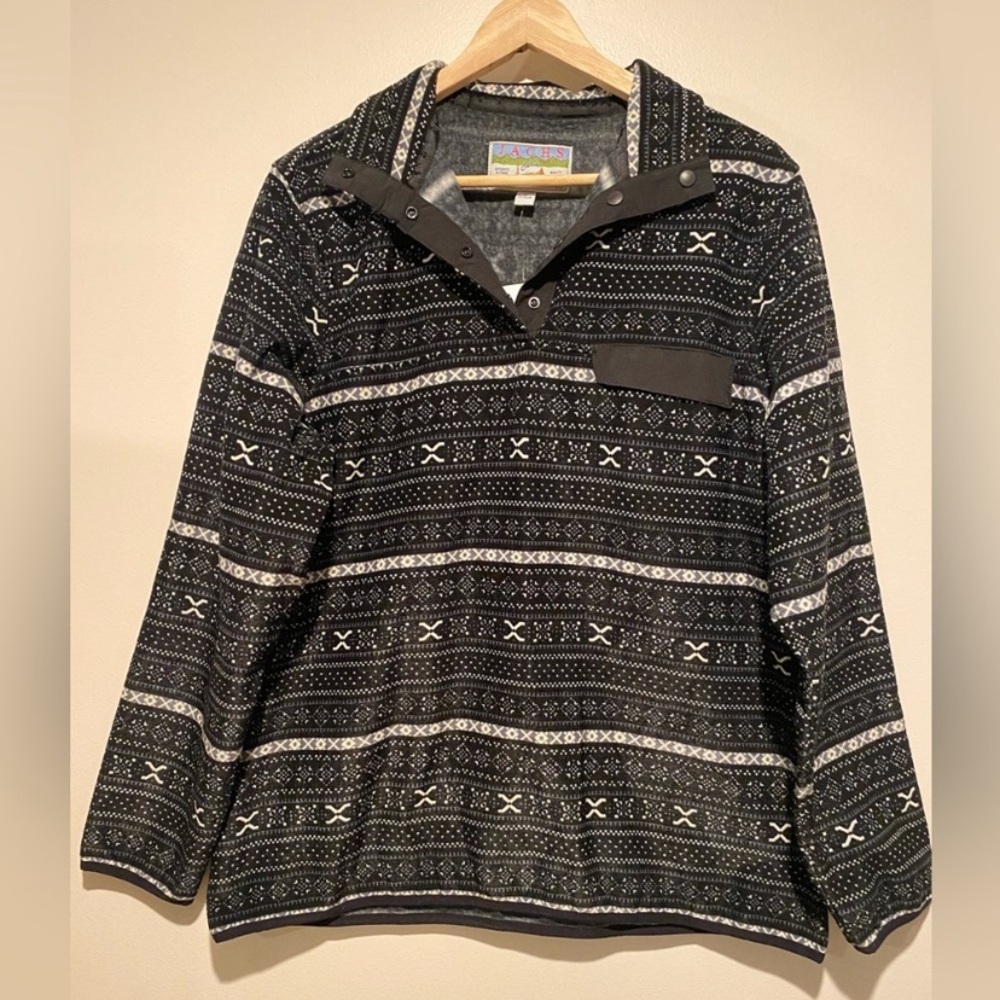 Jachs Black and White Patterned Men's fleece